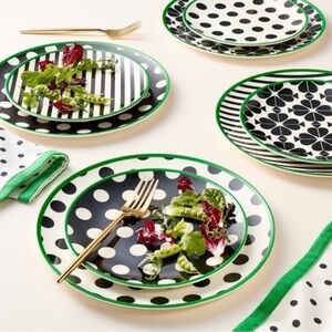 4pc Melamine Dinner Plate Set Black/Cream/Green - Kate Spade New York x Target
